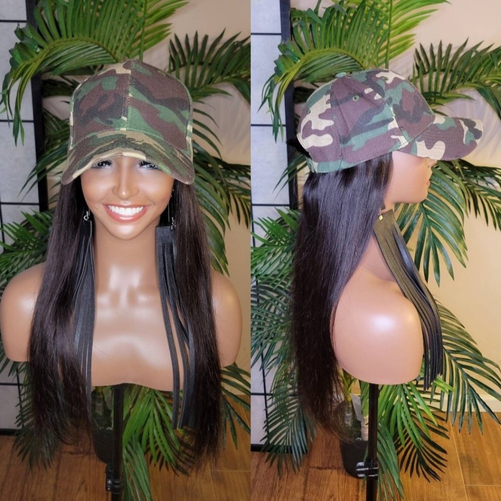 Camouflage Baseball Cap Wig